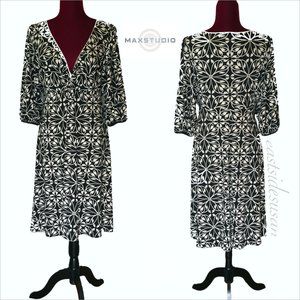 VERSATILE Black + White Max Studio Dress w FLATTERING CUT worn 1x